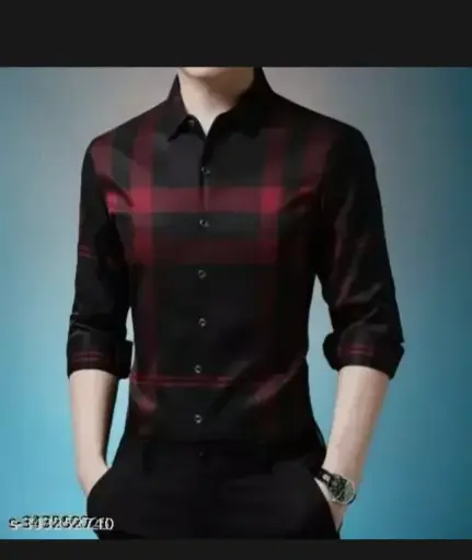 Stylish pure cotton full sleeve shirt red and black layers