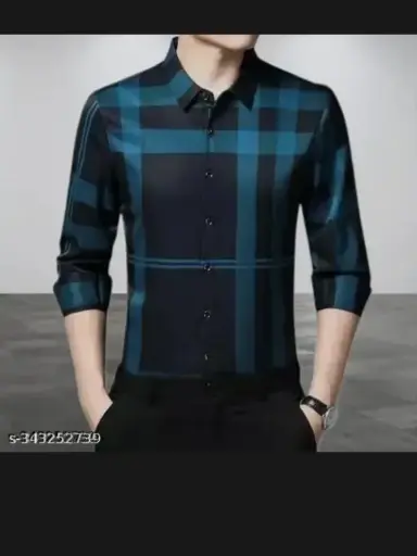 Attractive men shirts full sleeve with blue and black layer